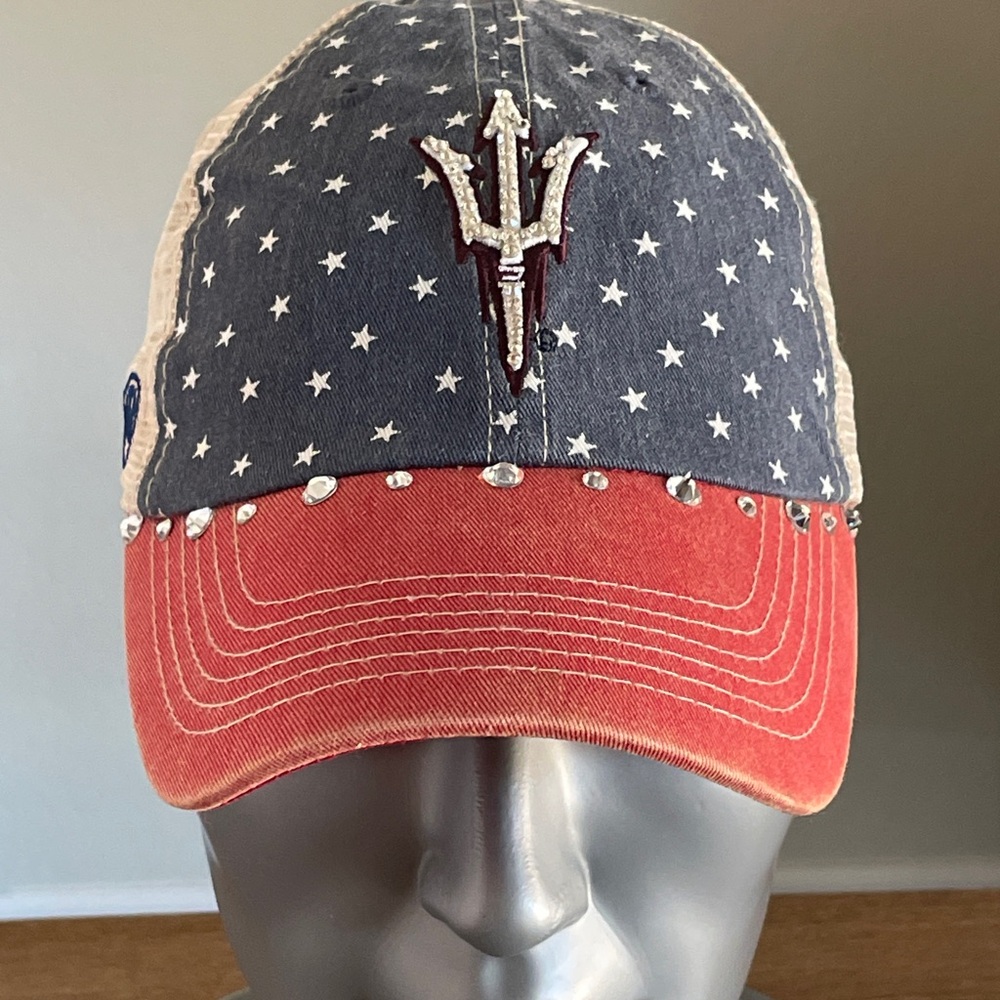 Arizona State Univeristy/ASU Star Patterned Red and Blue women’s hat.